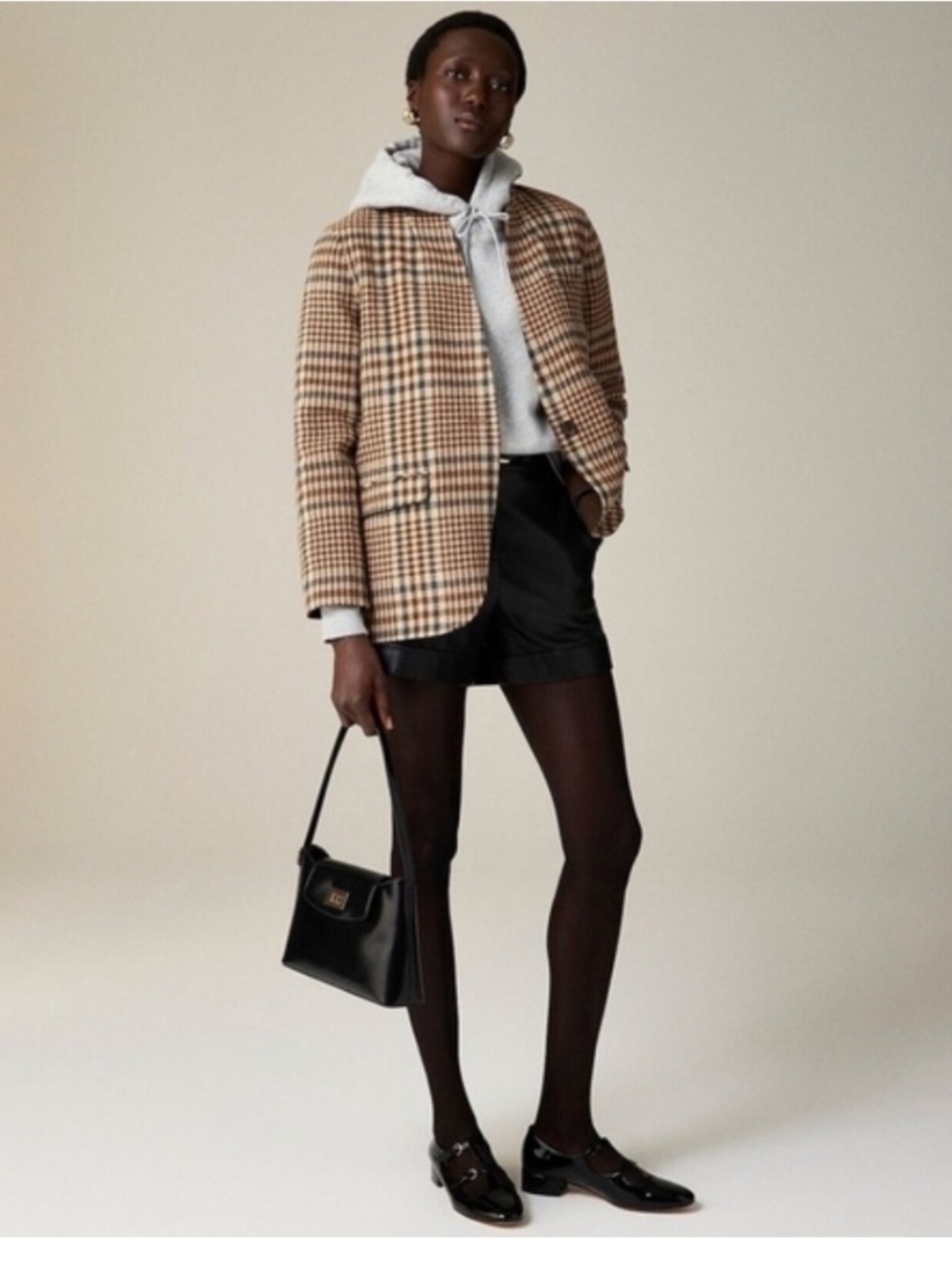 J Crew Leighton Blazer-Jacket in Plaid Double-Faced Wool Blend size 8